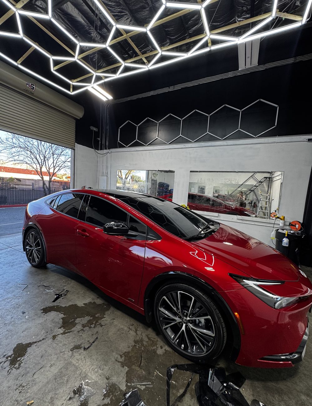 Red Toyota Prius window tint